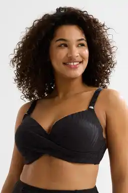 Wehkamp BEACHWAVE Curve voorgevormde beugel bikinitop met textuur zwart aanbieding