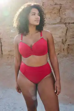 Wehkamp BEACHWAVE Curve voorgevormde beugel bikinitop met lurex en textuur rood aanbieding