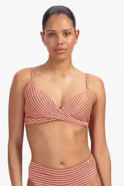 Wehkamp Beachlife voorgevormde beugel bikinitop met textuur lichtbruin/ecru aanbieding