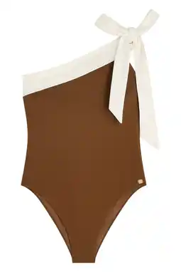 Wehkamp JOSH V one shoulder badpak Azine bruin/ecru aanbieding