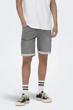 Wehkamp ONLY & SONS regular fit denim short ONSPLY grey denim aanbieding