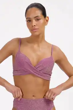 Wehkamp Beachlife voorgevormde beugel bikinitop met lurex oudroze aanbieding