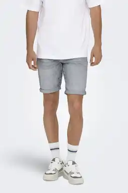 Wehkamp ONLY & SONS regular fit denim short ONSPLY medium grey denim aanbieding