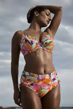 Wehkamp PrimaDonna high waist bikinibroekje Varadeo rood/oranje/turquoise aanbieding