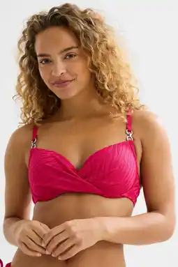 Wehkamp BEACHWAVE voorgevormde beugel bikinitop met textuur fuchsia aanbieding