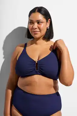 Wehkamp Zizzi voorgevormde bikinitop SLINO met ribstructuur donkerblauw aanbieding