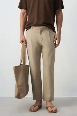 Wehkamp Mango Man regular fit casual broek - beige aanbieding