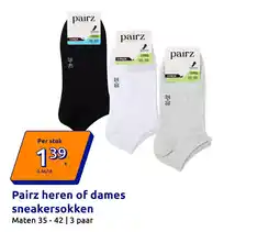 Action Pairz heren of dames sneakersokken aanbieding