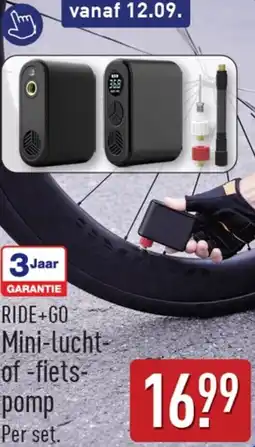 ALDI RIDE+GO Mini-lucht- of -fiets-pomp aanbieding