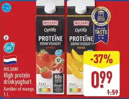 ALDI Milsani High protein drinkyoghurt aanbieding