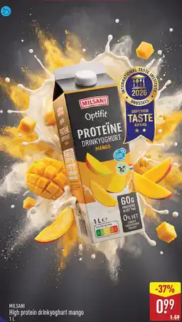 ALDI Milsani high protein drinkyoghurt mango aanbieding