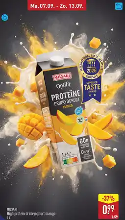 ALDI Milsani High Protein Drinkyoghurt Mango aanbieding