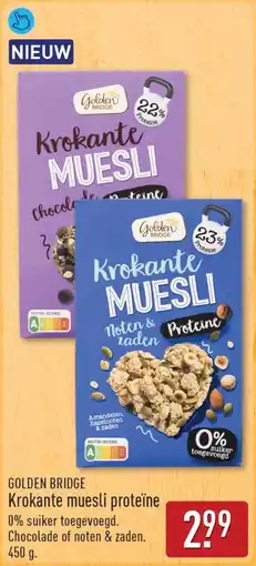 ALDI Golden Bridge Krokanter muesli proteïne aanbieding