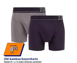 Action Ziki bamboe boxershorts aanbieding