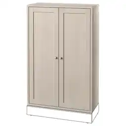 IKEA Havsta houten kast met dubbele deuren, rustieke afwerking, strakke lijnen, ronde knoppen aanbieding