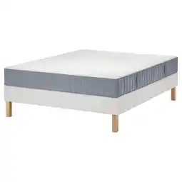 IKEA LyngÖr Boxspring, Valevåg middelhard/lichtblauw wit, 160x200 cm aanbieding