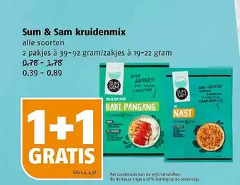 Poiesz Sum & Sam Kruidenmix 1+1 Gratis aanbieding