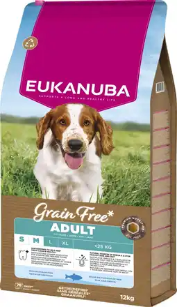 Pets Place Eukanuba Grain Free Adult Small & Medium Breed - Hondenbrokken - Zeevis 12 kg aanbieding