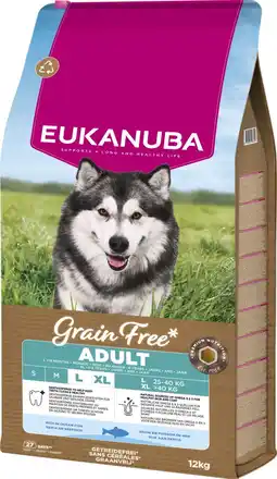 Pets Place Eukanuba Grain Free Adult Large Breed - Hondenbrokken - Zeevis 12 kg aanbieding