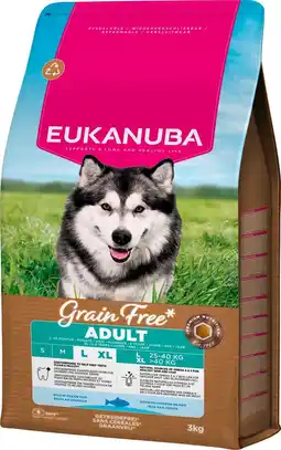 Pets Place Eukanuba Grain Free Adult Large Breed - Hondenbrokken - Zeevis 3 kg aanbieding
