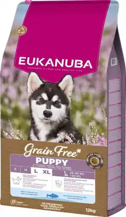 Pets Place Eukanuba Grain Free Puppy Large Breed - Hondenbrokken - Zeevis 12 kg aanbieding