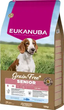 Pets Place Eukanuba Grain Free Senior Small & Medium Breed - Hondenbrokken - Zeevis 12 kg aanbieding