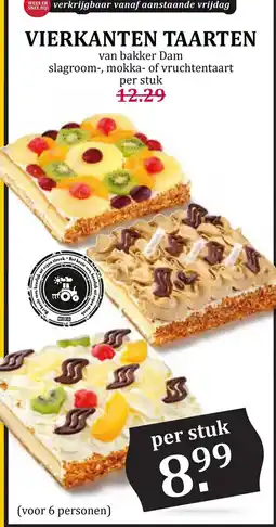 MCD Supermarkt bakker Dam vierkanten taarten aanbieding