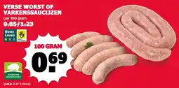 MCD Supermarkt verse worst of varkenssaucijzen aanbieding
