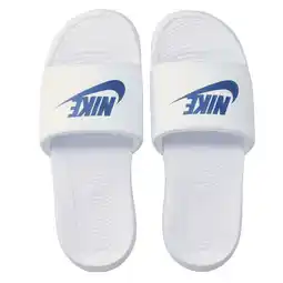 Wehkamp Nike Victori One badslippers met logo wit/kobaltblauw aanbieding