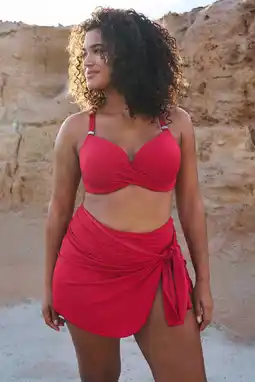 Wehkamp BEACHWAVE pareo met lurex en textuur rood aanbieding
