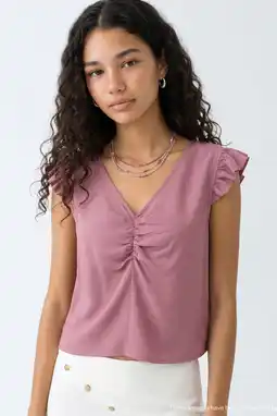Wehkamp MANGO TEEN blousetop met ruches - oudroze aanbieding