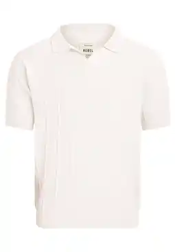 Wehkamp Redefined Rebel regular polo met ingebreid patroon ecru aanbieding