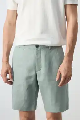 Wehkamp Mango Man linnen slim fit chino short - heldergroen aanbieding