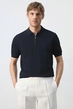 Wehkamp Mango Man slim fit polo - donkerblauw aanbieding