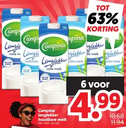Dekamarkt Campina langlekker houdbare melk aanbieding
