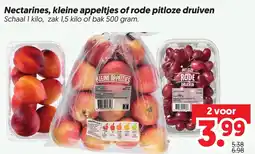 Dekamarkt Nectarines, kleine appeltjes of rode pitloze druiven aanbieding