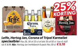 Dekamarkt Leffe, Hertog Jan, Corona of Tripel Karmeliet speciaalbier aanbieding