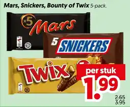 Dekamarkt Mars, Snickers, Bounty of Twix aanbieding