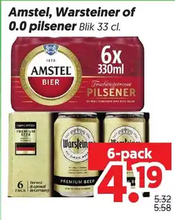 Dekamarkt Amstel, Warsteiner of 0.0 pilsener aanbieding