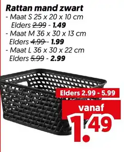 Dekamarkt Rattan mand zwart aanbieding