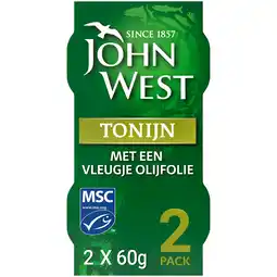 PLUS John West Tonijnstukken olijfolie MSC 2 pack aanbieding