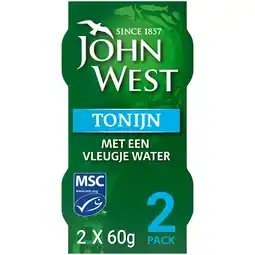 PLUS John West Tonijnstukken water MSC 2 pack aanbieding