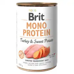 Zooplus Voordeelpakket: 24x400g Brit Mono Protein Kalkoen met Zoete Aardappel nat hondenvoer aanbieding