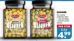 Sahan Supermarkten Sahane olijven groen met jalapeno aanbieding