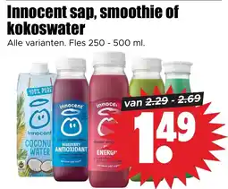 Dirk Innocent sap, smoothie of kokoswater aanbieding
