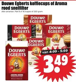 Dirk Douwe Egberts koffiecups of Aroma rood snelfilter aanbieding