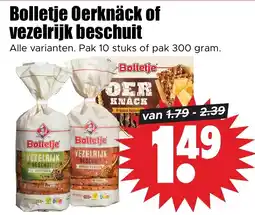 Dirk Bolletje Oerknäck of vezelrijk beschuit aanbieding