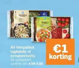 Albert Heijn AH Verspakket tagliatelle of tomatenrisotto aanbieding