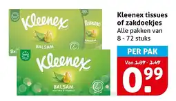 Hoogvliet Kleenex tissues of zakdoekjes aanbieding