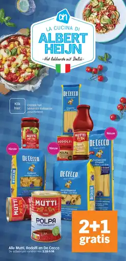 Albert Heijn Alle Mutti, Rodolfi en De Cecco aanbieding
